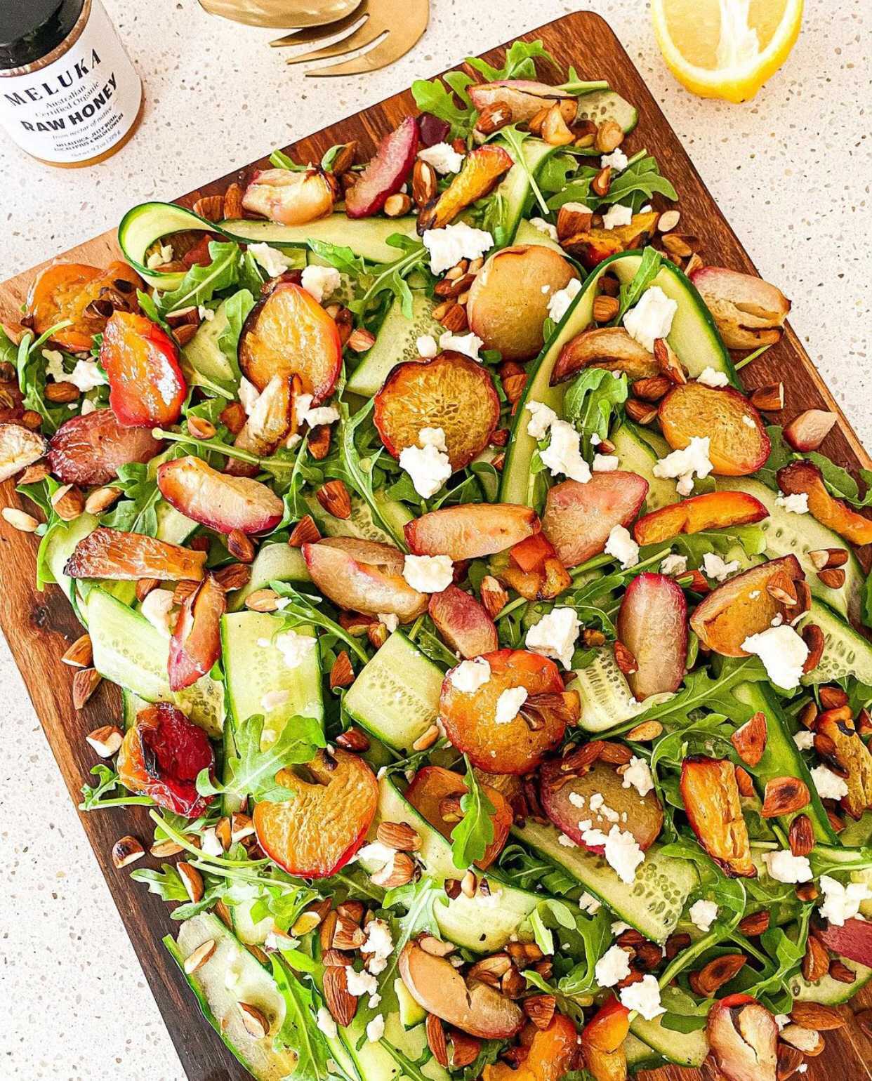 Roasted Nectarine, Almond & Goats Cheese Salad – Meluka Australia